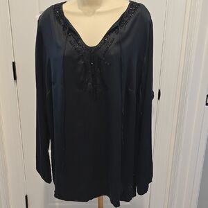 Chic Black Women's Blouse with Embellishments